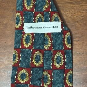 Gorgeous Vintage Met Museum Sunflower Silk Tie Red Teal Gold